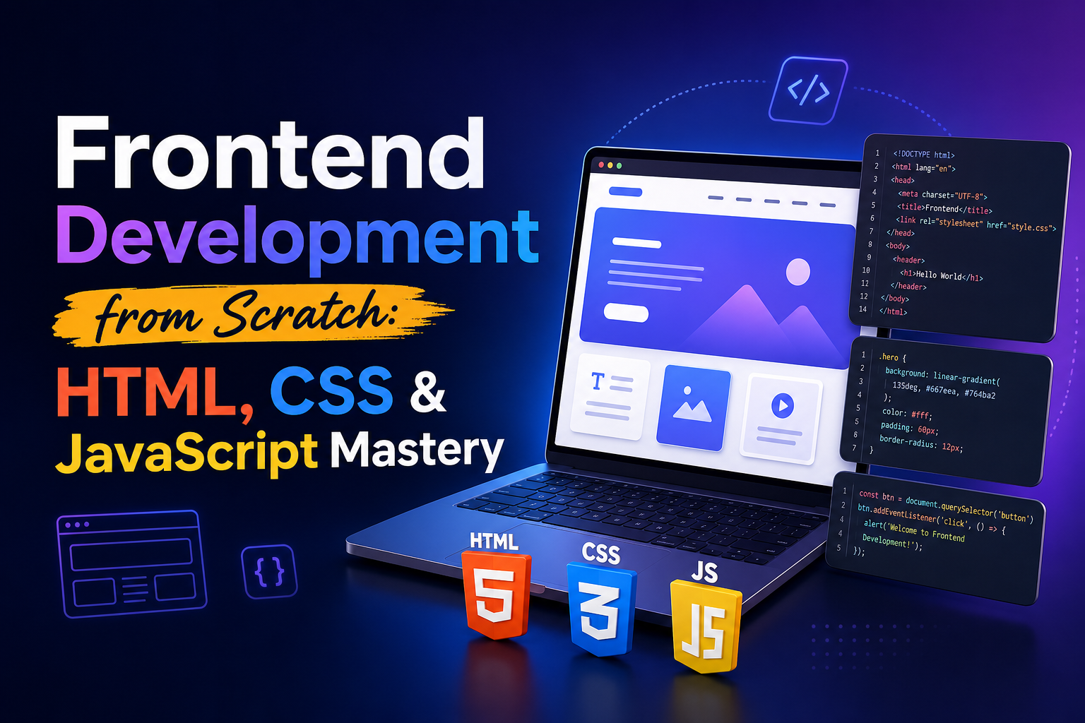 Frontend Development from Scratch: HTML, CSS & JavaScript Mastery banner