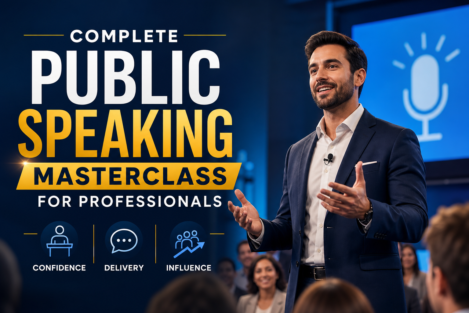 Complete Public Speaking Masterclass for Professionals: Confidence, Delivery, and Influence banner